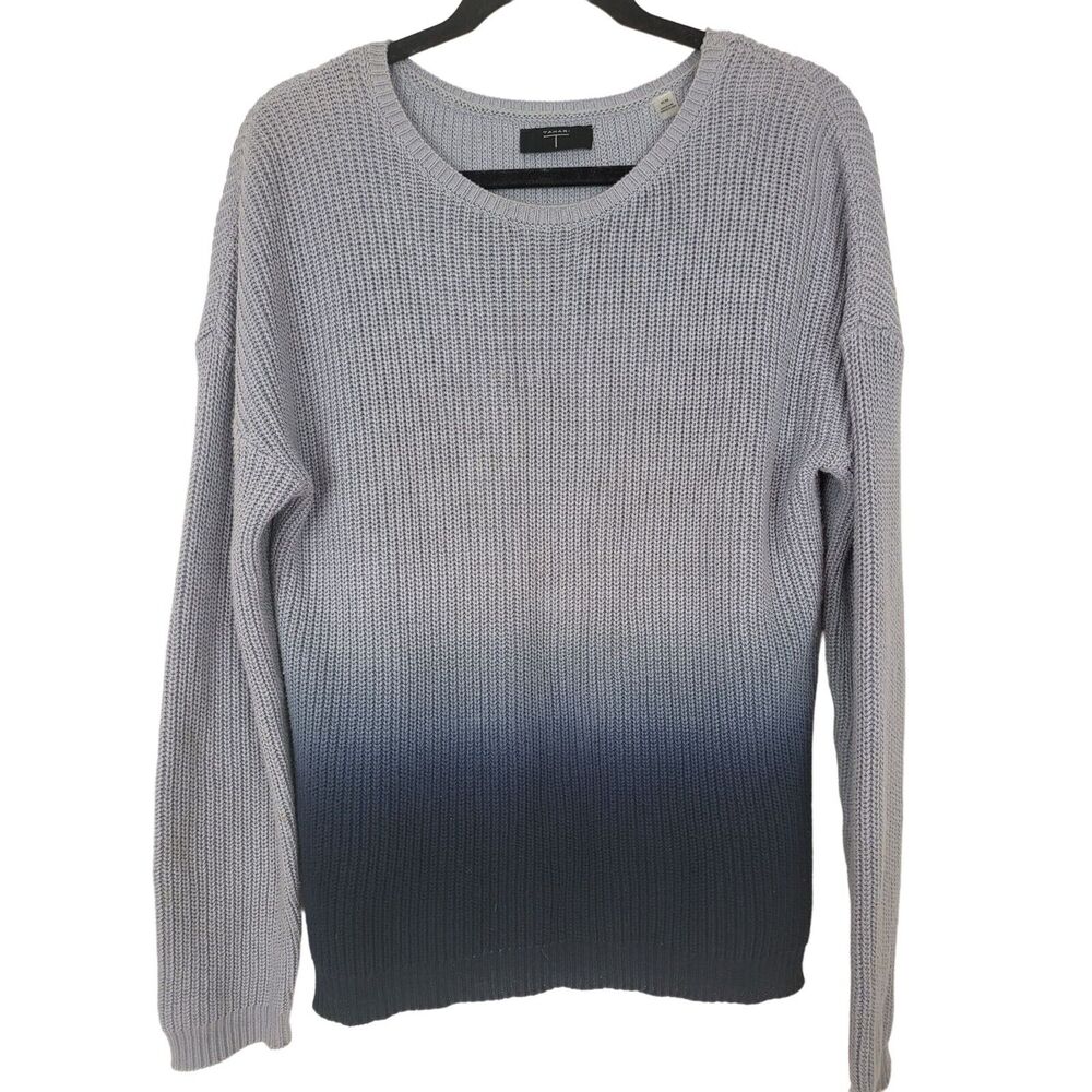 Tahari Ombre Sweater‎ Medium Womens Blue Long Sleeve Crew Neck Pullover Top